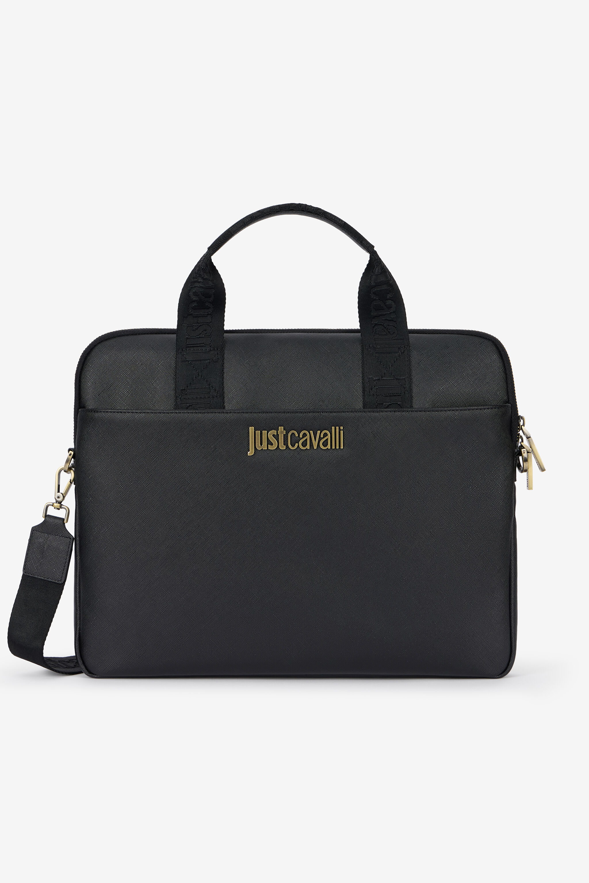 JC Just Cavalli Black Briefcase With Jacquard Strap JC Just Cavalli Black Briefcase With Jacquard Strap BLACK VFB027-VF559