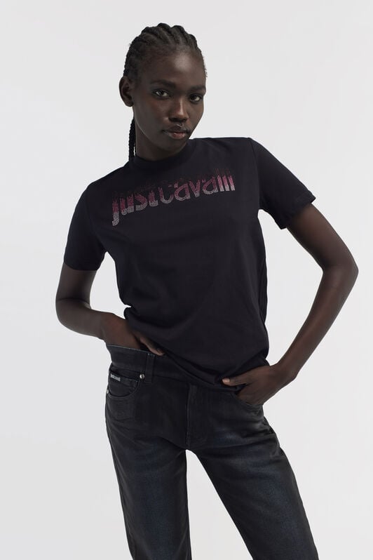 JC Just Cavalli Logo T-Shirt JC Just Cavalli Logo T-Shirt Black RKT851-RK357