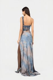 RC Robe Longue Effet Tie-Dye Avec Détail Bijou MID-BLUE XQT115-RK011
