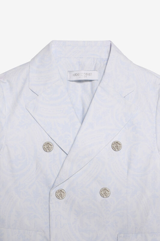 JU Light Blue Tonal Print Double-Breasted Blazer JU Light Blue Tonal Print Double-Breasted Blazer BABY BLUE VJT403-TYP28