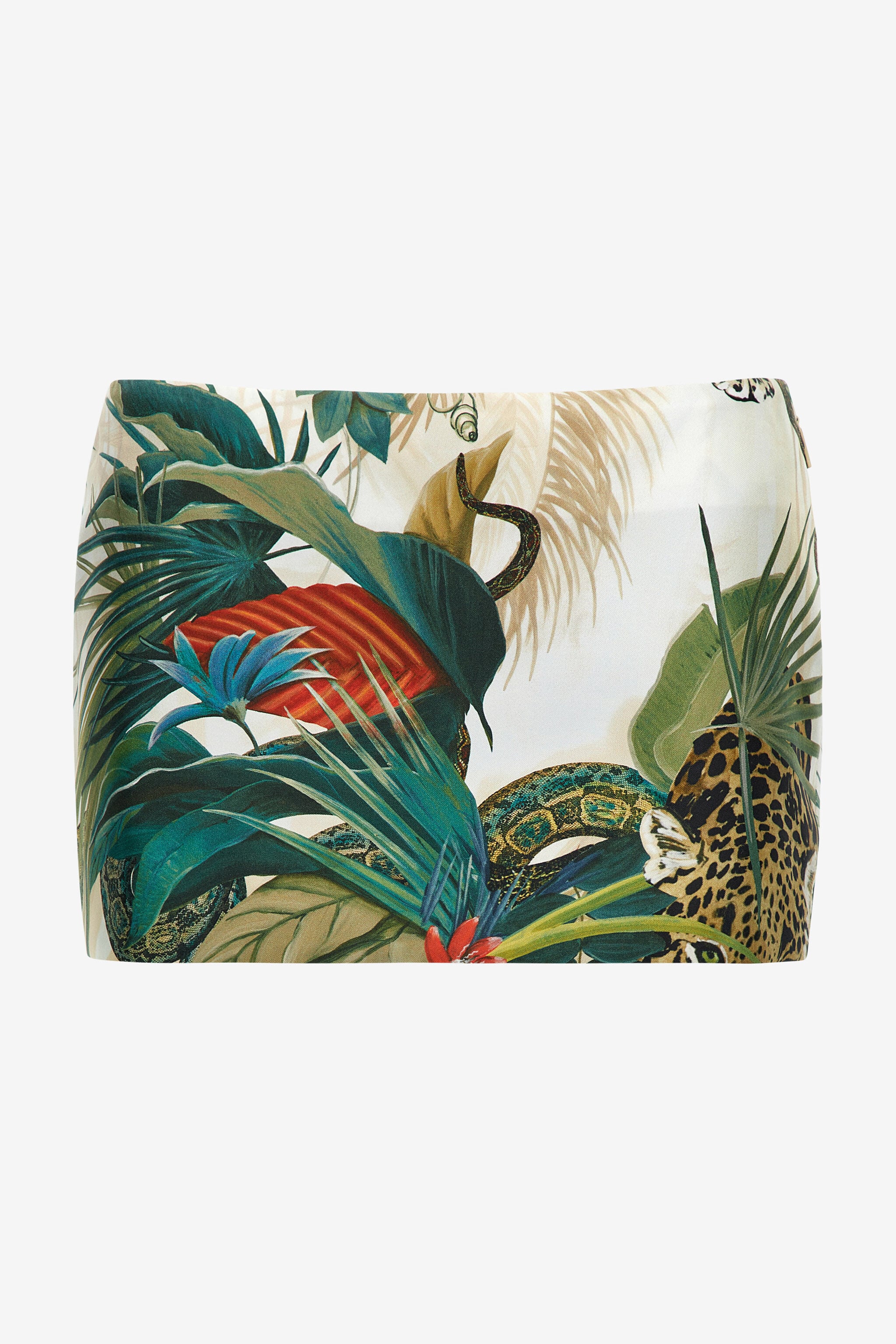 RC Jungle Print Silk Mini Skirt RC Jungle Print Silk Mini Skirt Green SKT310-4QI88