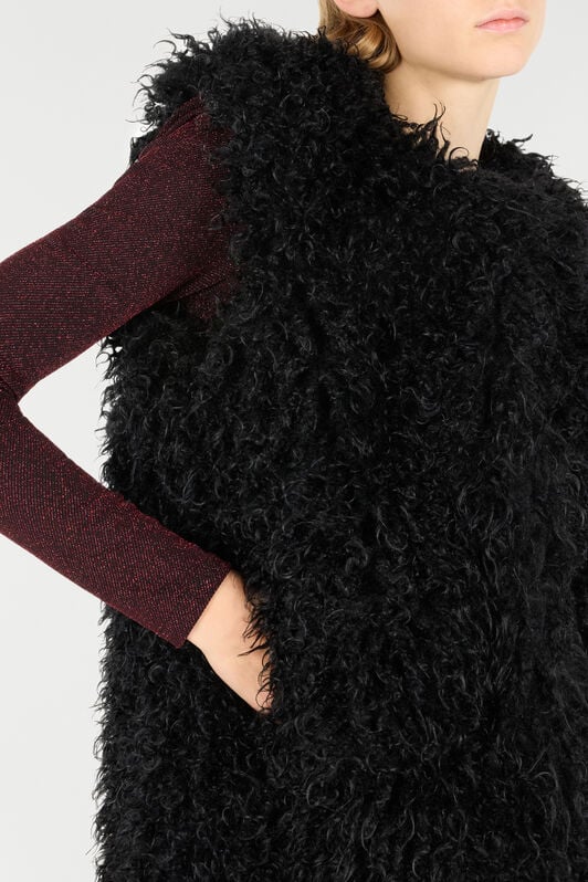 JC Sleeveless Faux Fur Top JC Sleeveless Faux Fur Top Black TFT155-TF222