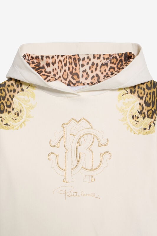 JU Leopard And Baroque Print Sweatshirt Dress JU Leopard And Baroque Print Sweatshirt Dress MILKY WHITE VJT69B-CF050