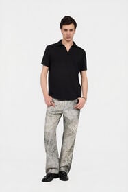 RC Black Polo Shirt With V Neck BLACK XNT64O-KB002