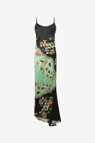 RC Kimono Print Silk Dress GREEN/BLACK XQT140-RYT25
