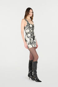 RC Mini Dress With All-Over Floral Print Black/White VQJ150-DAP71