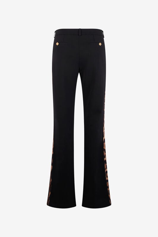 RC Black Flare Trousers Leopard Side Panels BLACK TOT20A-FT223