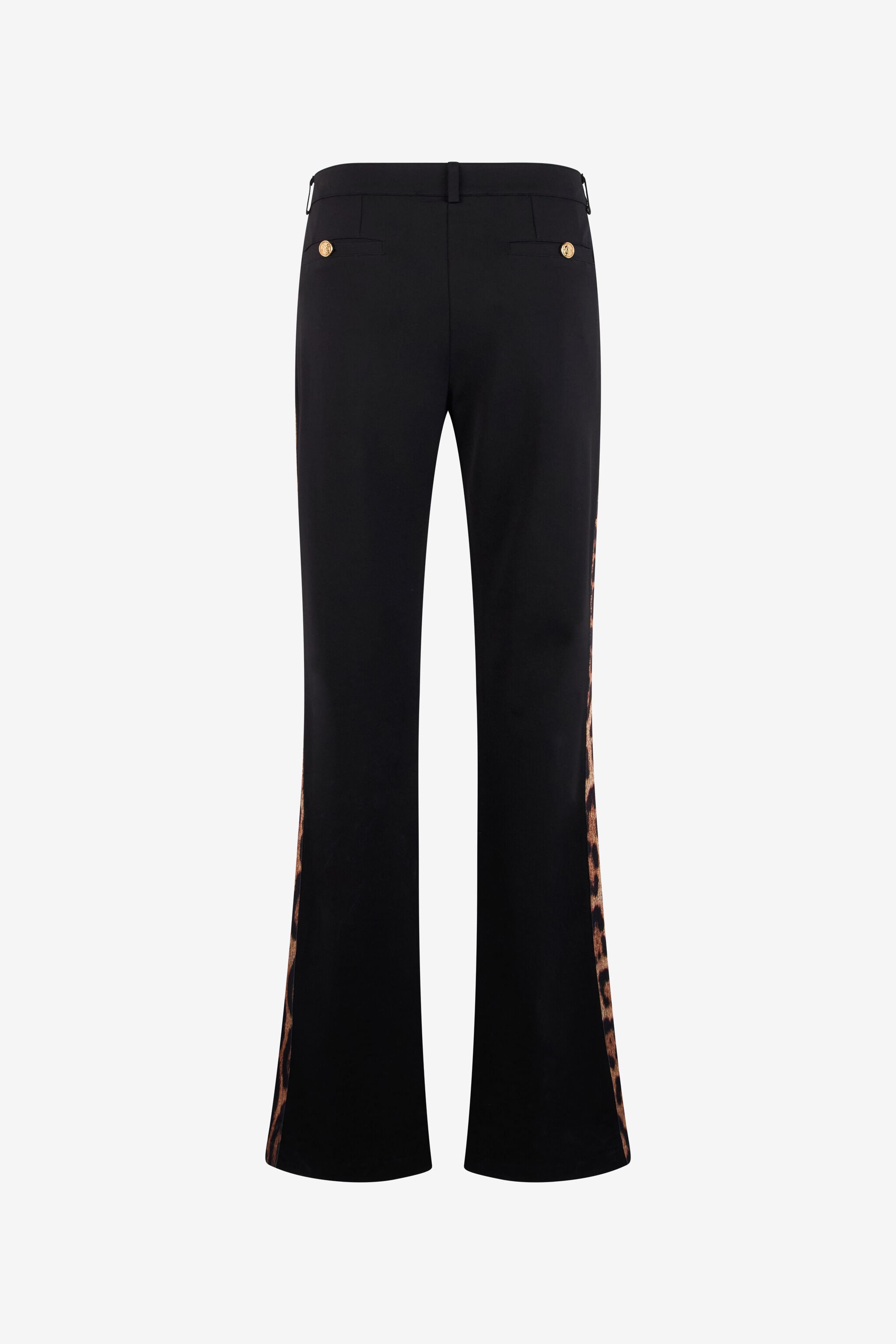 RC Black Flare Trousers Leopard Side Panels BLACK TOT20A-FT223