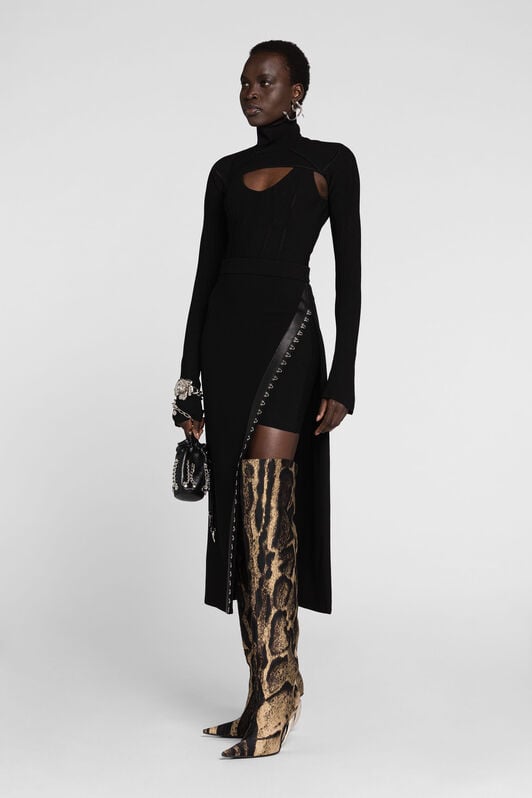 RC Leather-Trimmed Skirt RC Leather-Trimmed Skirt Black PWT305-WR014