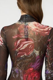 RC Vestido De Tul Laminado Con Estampado Fiammingo Flowers BLACK/PINK/LILLA LAM XWT134-TLT87