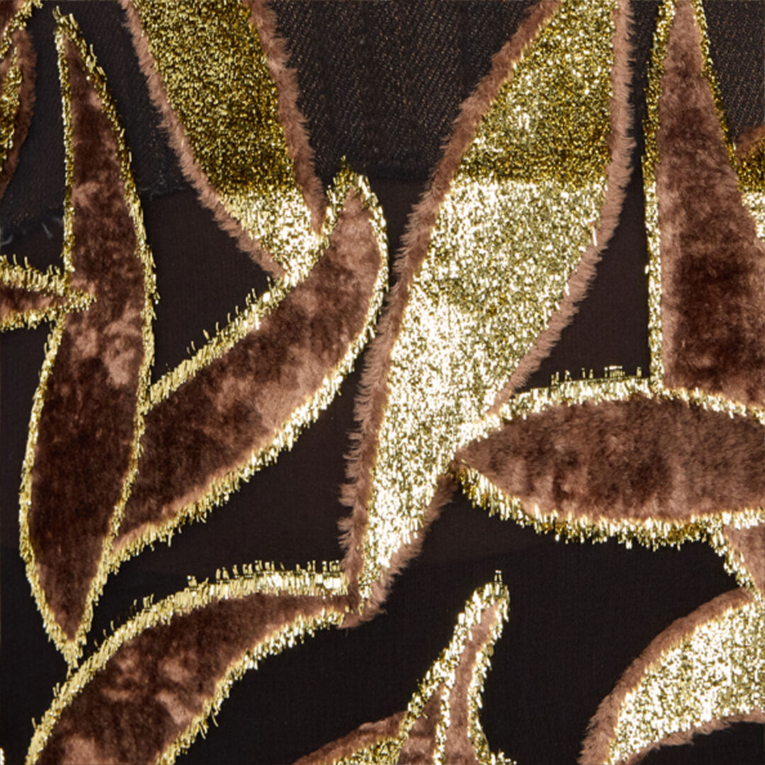 Chocolate Sheer Mini Dress with Foliage Motif in CHOCOLATE for