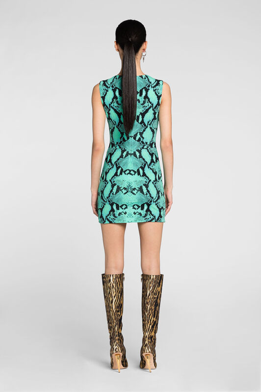 RC Lace-Up Python-Print Mini Dress RC Lace-Up Python-Print Mini Dress Light blue PKT111-LNE38