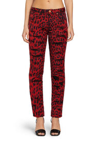 RC Skinny Jeans mit Distressed-Optik und Leopardenmuster Rot MQJ236-DE032