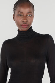 RC Rollkragenpullover Aus Woll-Seiden-Mischgewebe RC Rollkragenpullover Aus Woll-Seiden-Mischgewebe Schwarz TWM601-KP001