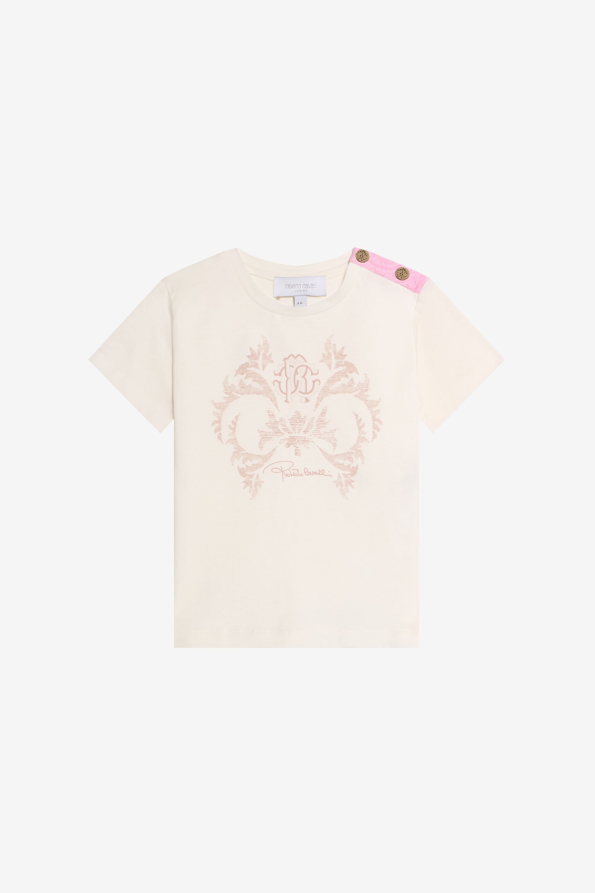 JU Cream T-Shirt with Monogram RC JU Cream T-Shirt with Monogram RC MILKY WHITE VJT62L-JD001