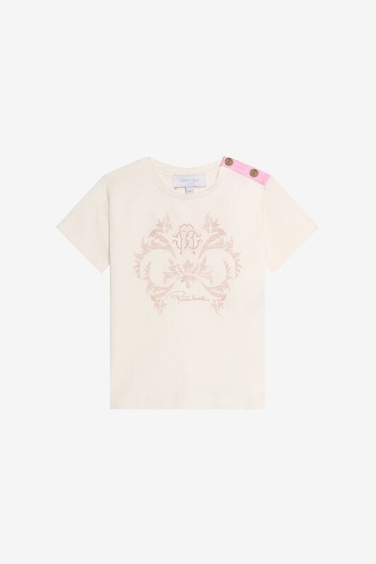 JU Cream T-Shirt with Monogram RC JU Cream T-Shirt with Monogram RC MILKY WHITE VJT62L-JD001