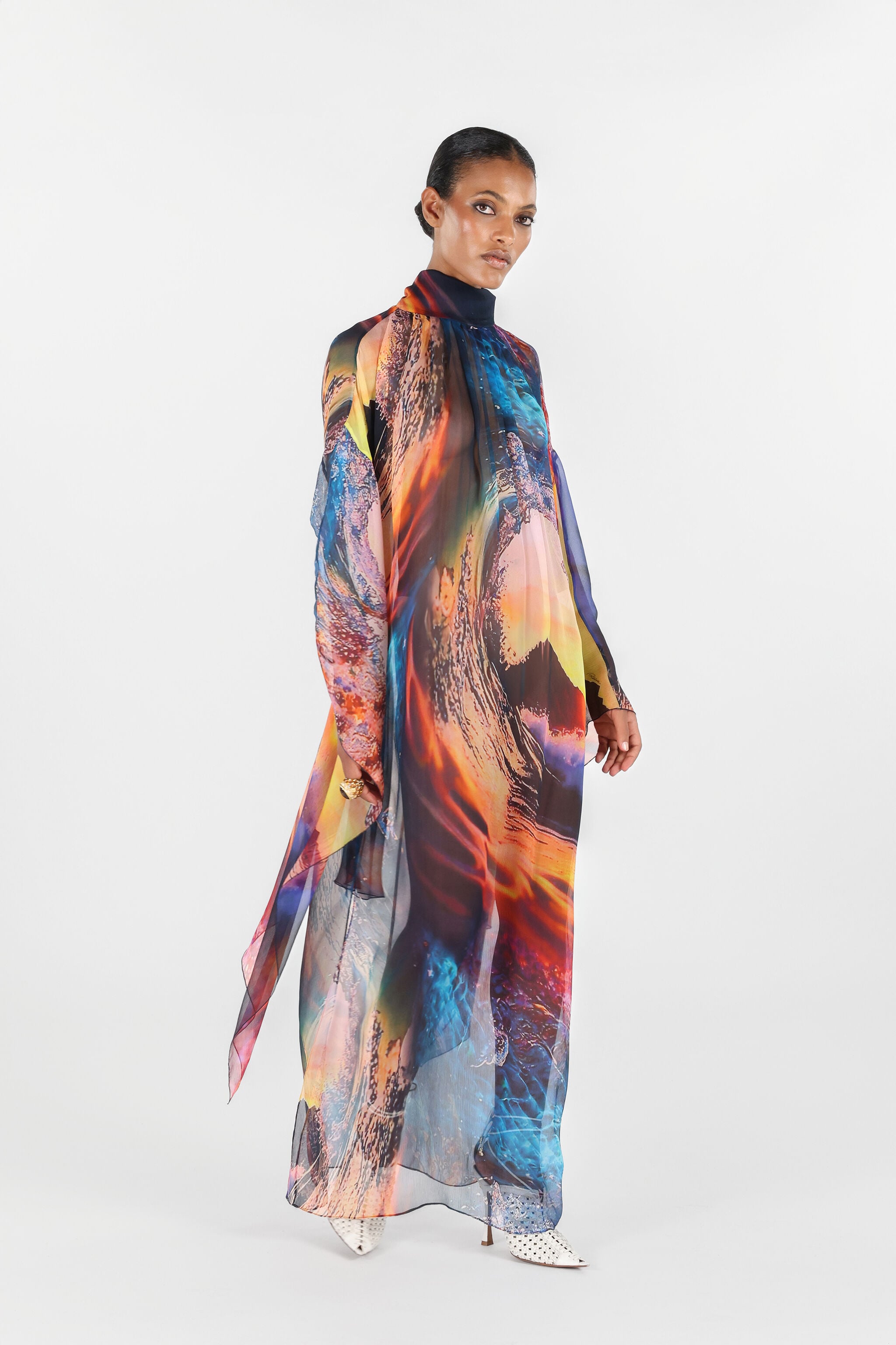 RC Itaca Print Long Dress RC Itaca Print Long Dress Blue/Orange UWT140-CKN98