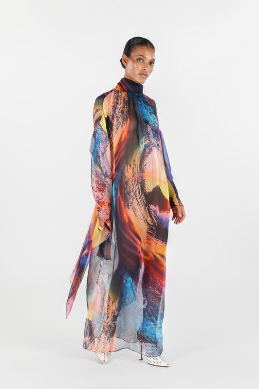 RC Itaca Print Long Dress RC Itaca Print Long Dress Blue/Orange UWT140-CKN98