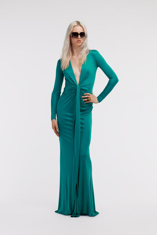 RC Emerald Green Knotted Maxi Dress Light blue SKT107-JJ036