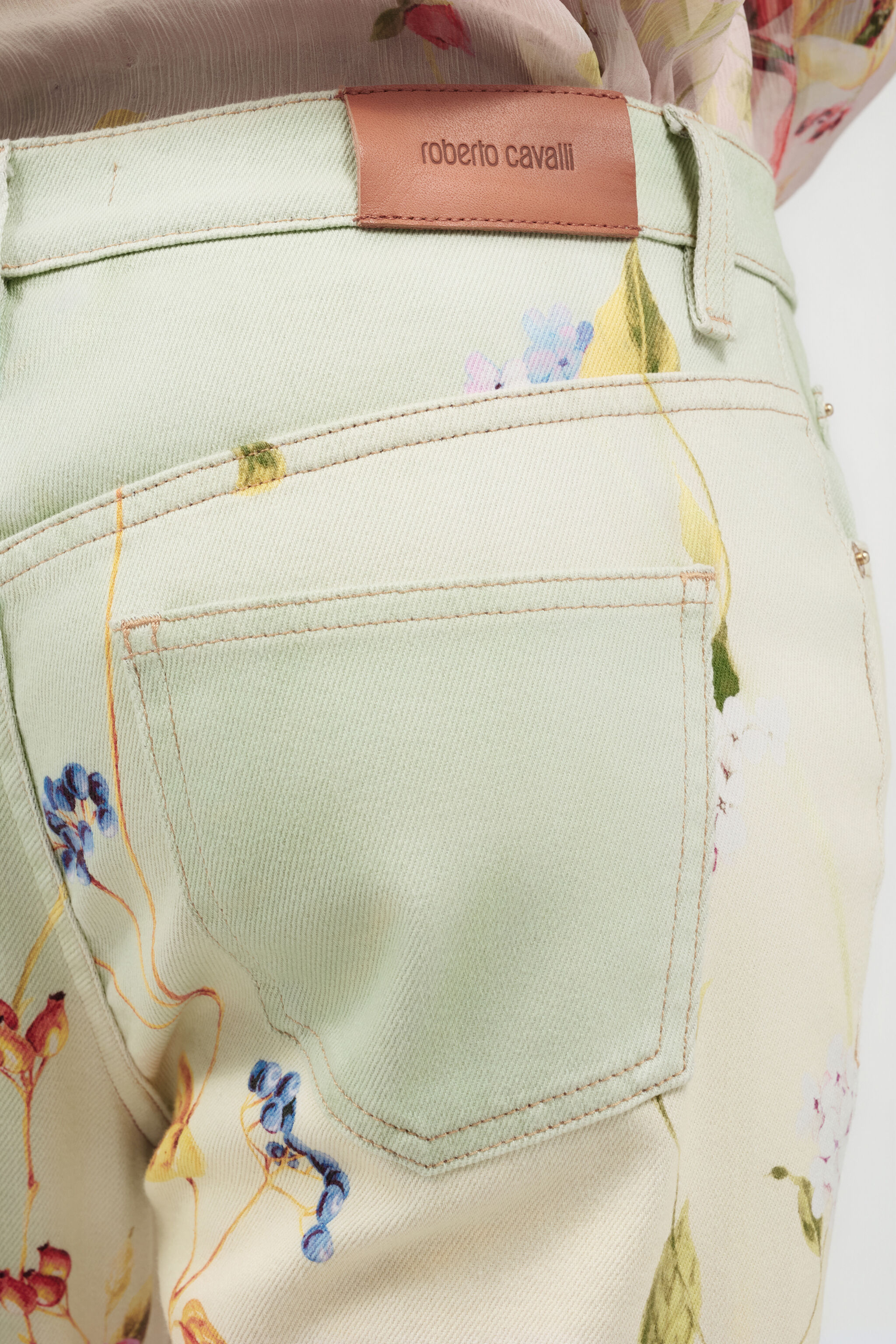 Miami Flowers Print Flare Pants in GREEN/FUCHSIA for Women