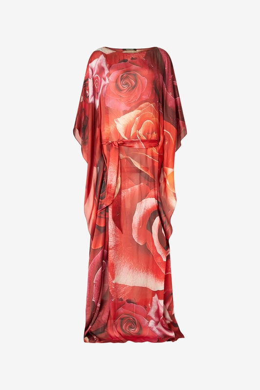 RC Long Dress With Rose Print Red UKT180-CTN48
