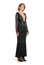 RC Mosaic embellished fishtail dress Black IWR116-RT020