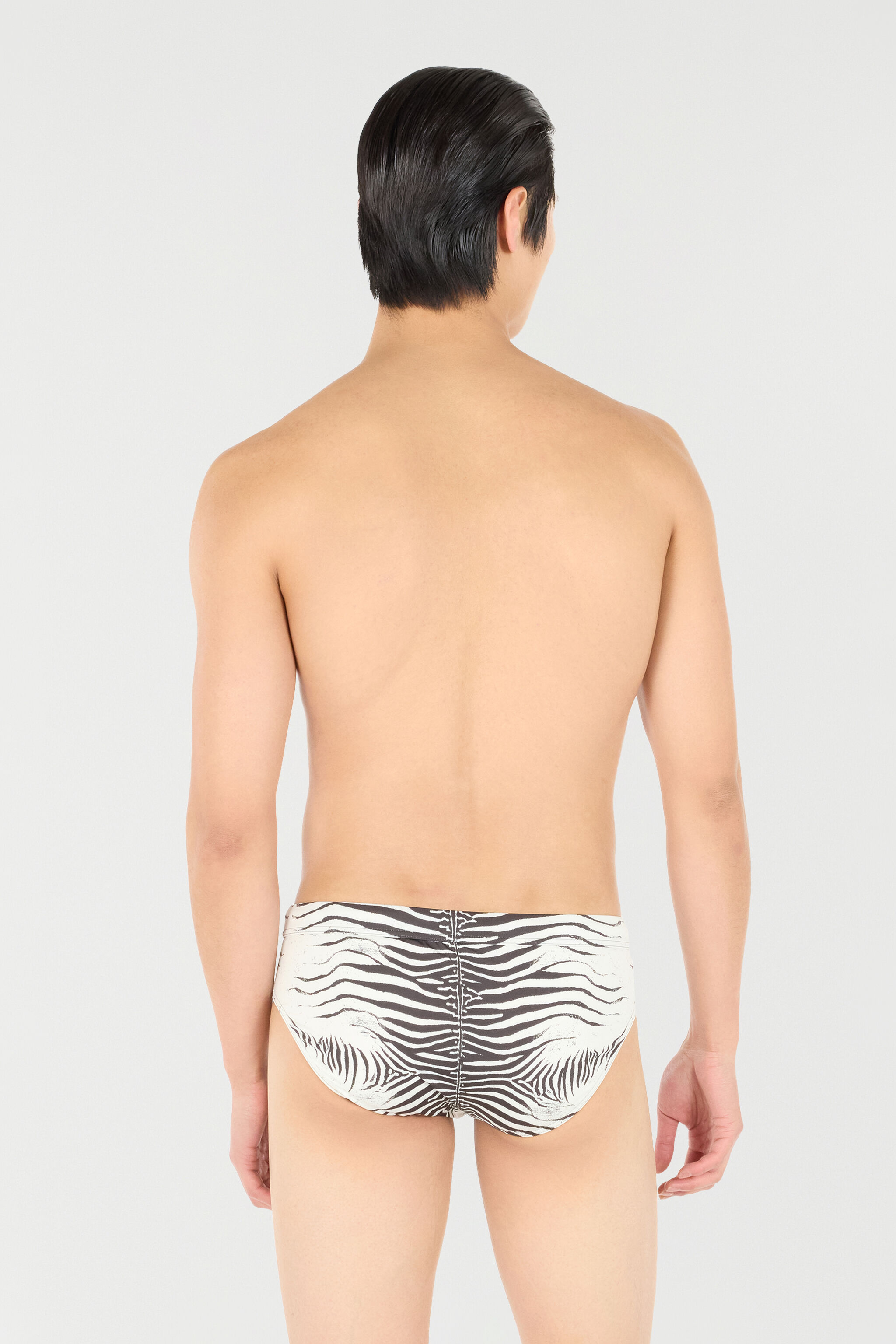 Zebra-Print Swim Briefs in Black/White for Men | Roberto Cavalli®