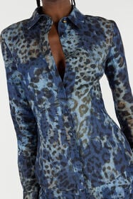 RC Cotton Shirt With Jaguar Skin Print BLU/CELESTE/MARRONE VKJ720-VT010
