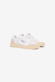 JC White Leather Sneakers With Beige Inserts WHITE UFS023-UF298