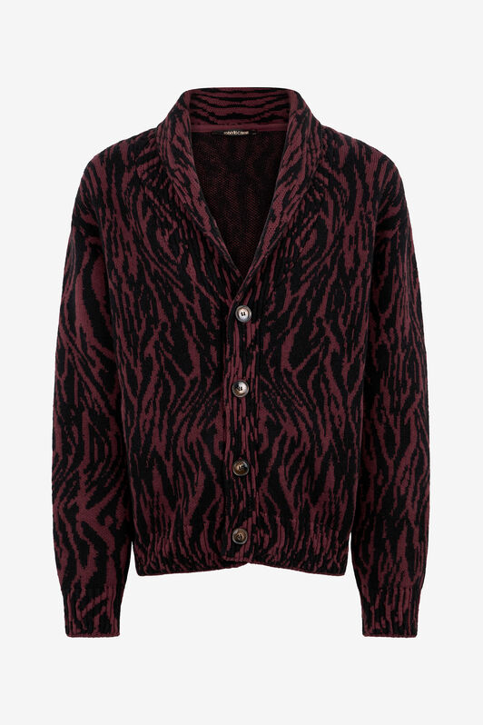RC Cardigan En Laine Mélangée Imprimé Animalier RC Cardigan En Laine Mélangée Imprimé Animalier RED/BLACK ROM90F-MSS30