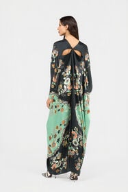 RC Vestido Caftán De Seda Con Estampado Kimono GREEN/BLACK XQT181-RYT25