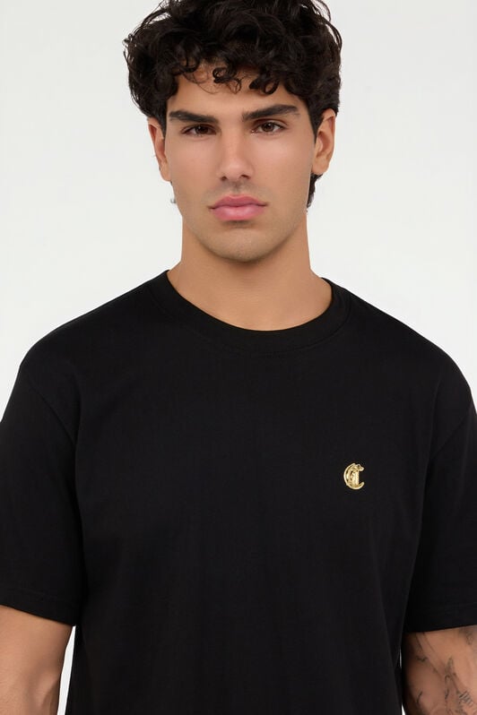 JC Black Cotton T-Shirt with JC Monogram JC Black Cotton T-Shirt with JC Monogram BLACK VFT062-VF106