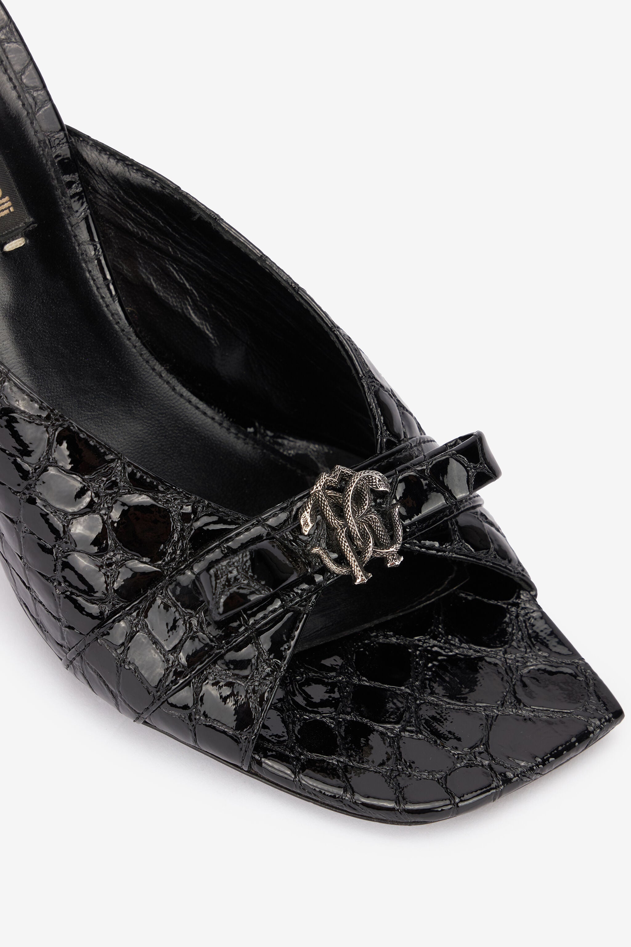 RC Mules Aus Leder Mit Monogramm Mirror Snake RC Mules Aus Leder Mit Monogramm Mirror Snake Schwarz UKS031-PZV97