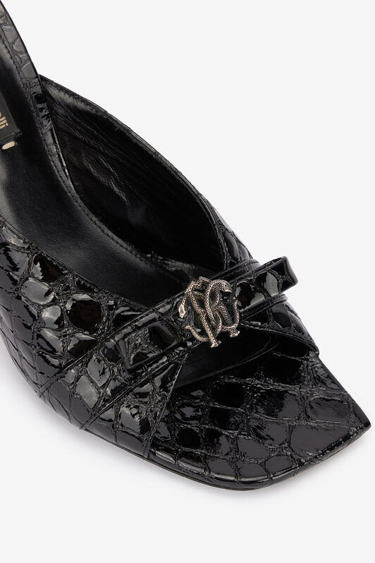 RC Mules Aus Leder Mit Monogramm Mirror Snake RC Mules Aus Leder Mit Monogramm Mirror Snake Schwarz UKS031-PZV97