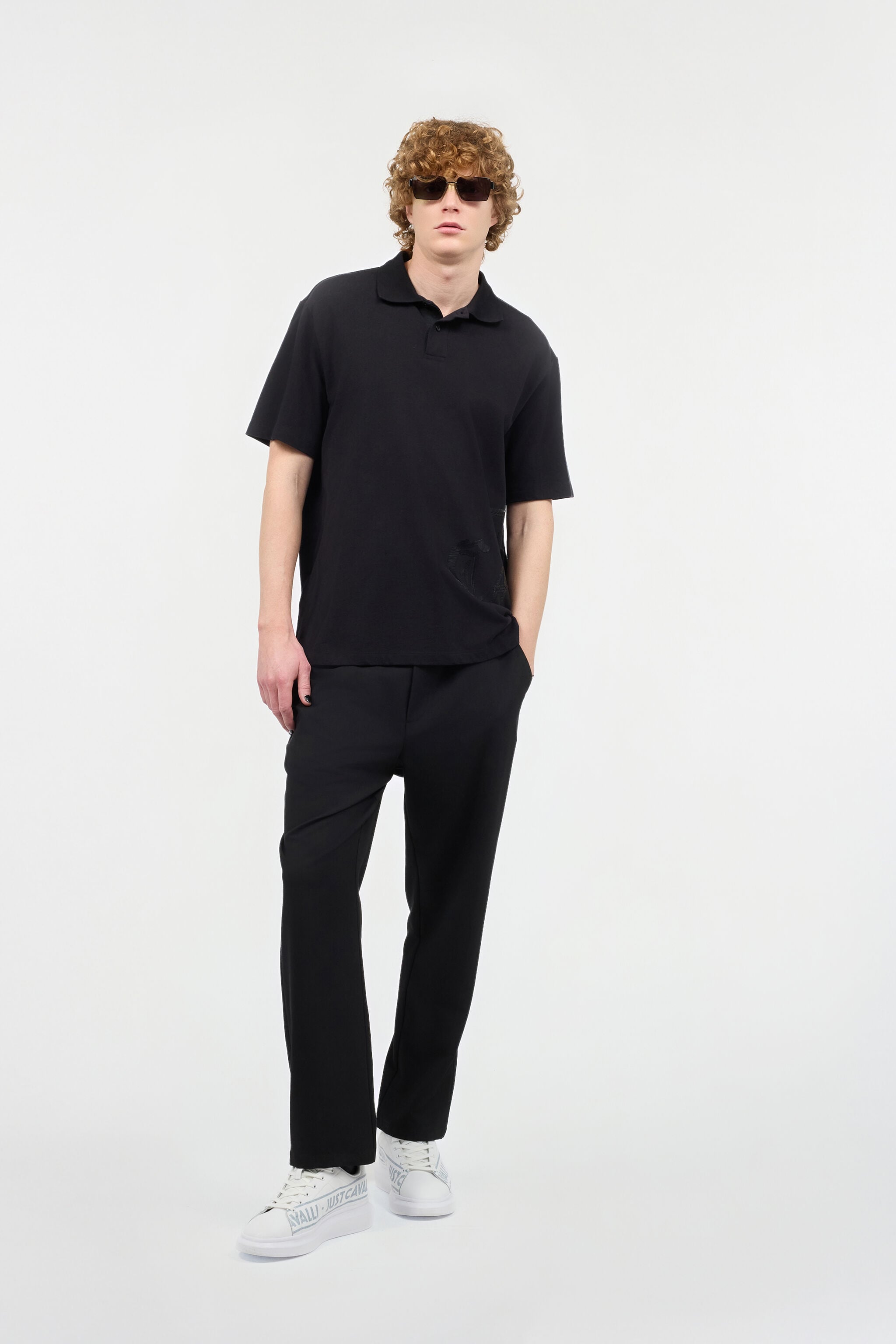 JC Polo Shirt With Monogram And Lettering JC Polo Shirt With Monogram And Lettering Black UFT021-UF041