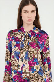 JC Flower Leo Print Shirt 700 BEIGE + 343 CILI VFT235-VF382