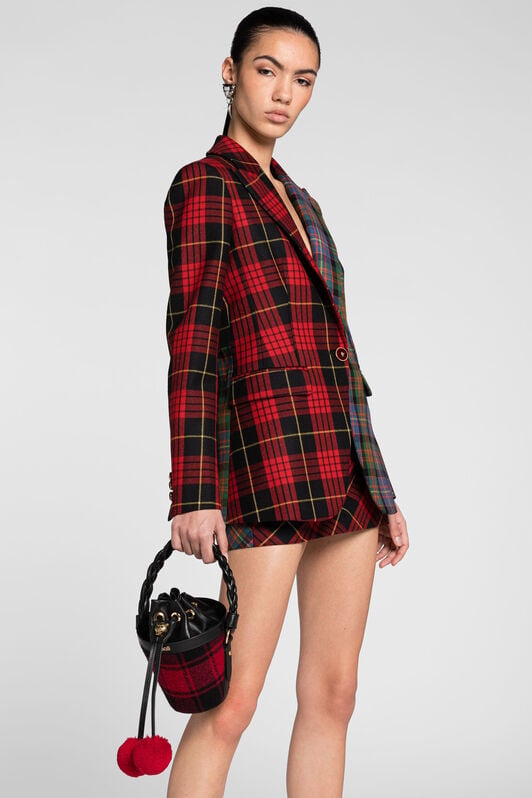 RC Tartan Panther Head Bucket Bag RC Tartan Panther Head Bucket Bag Black/Red PKB006-FE002