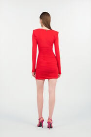 RC Mini vestido drapeado CORAL RED WQT152-LL006