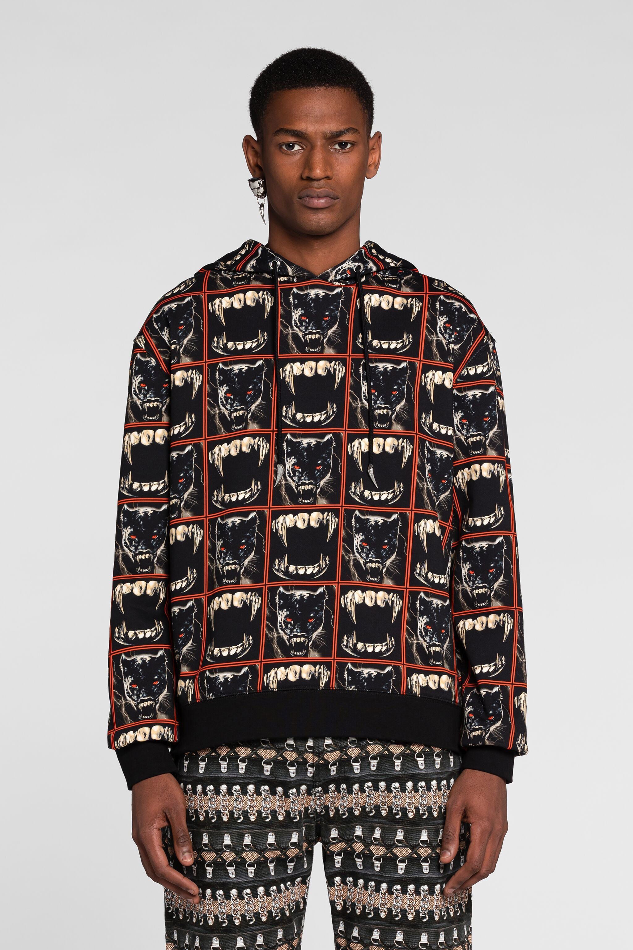 RC Teeth And Panther-Print Cotton Hoodie RC Teeth And Panther-Print Cotton Hoodie MULTICOLOR PNT69E-5OF25