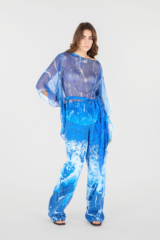 RC Female Silk Shirt Azul UWT725-CKN94