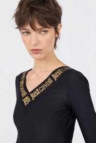 JC Black Fitted Bodysuit with Logo BLACK RKT921-RK428