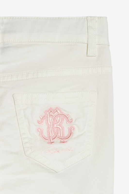 JU Pantalones Con Flores Bordadas MILKY WHITE UJT23I-CE036