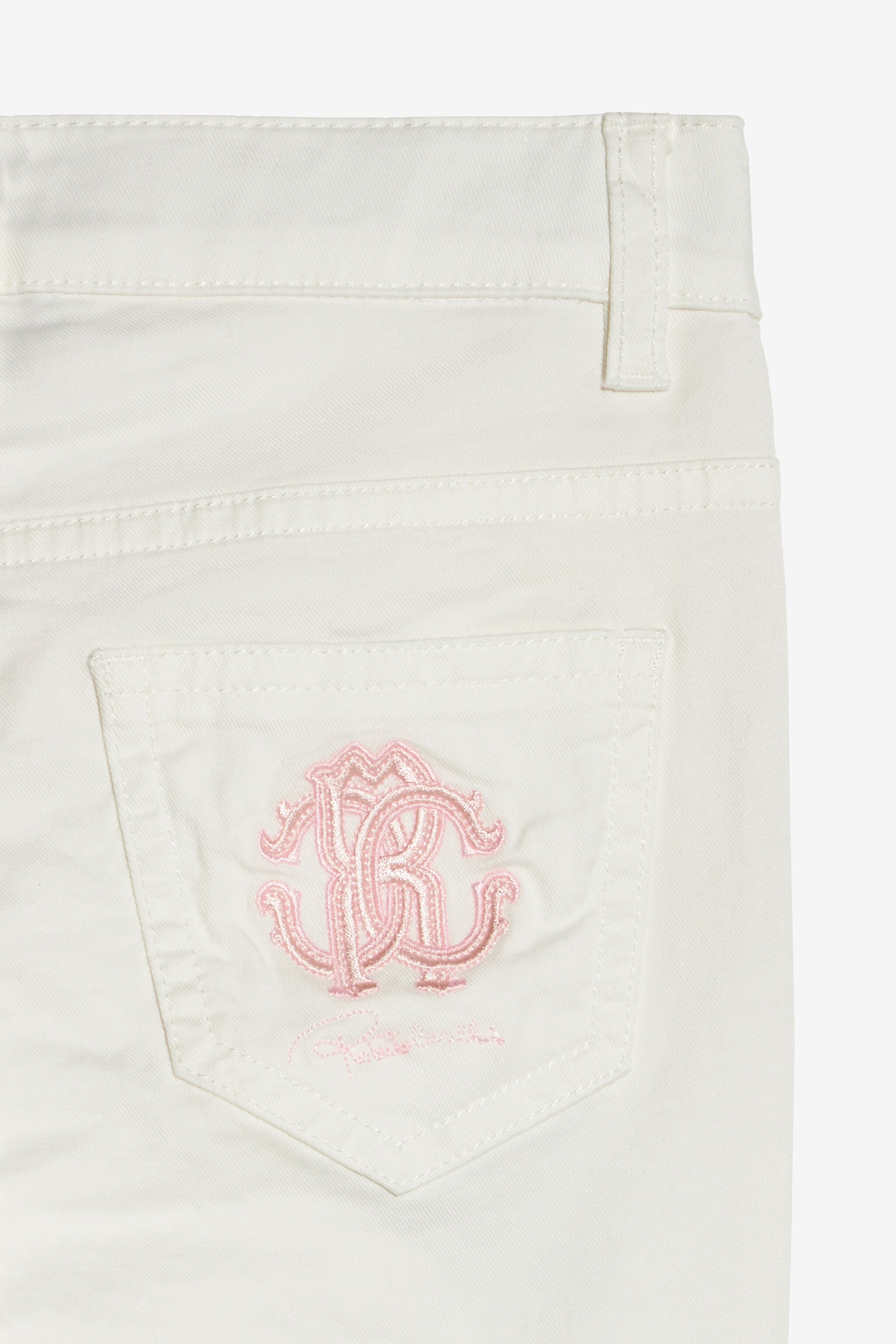 JU Pantalones Con Flores Bordadas MILKY WHITE UJT23I-CE036