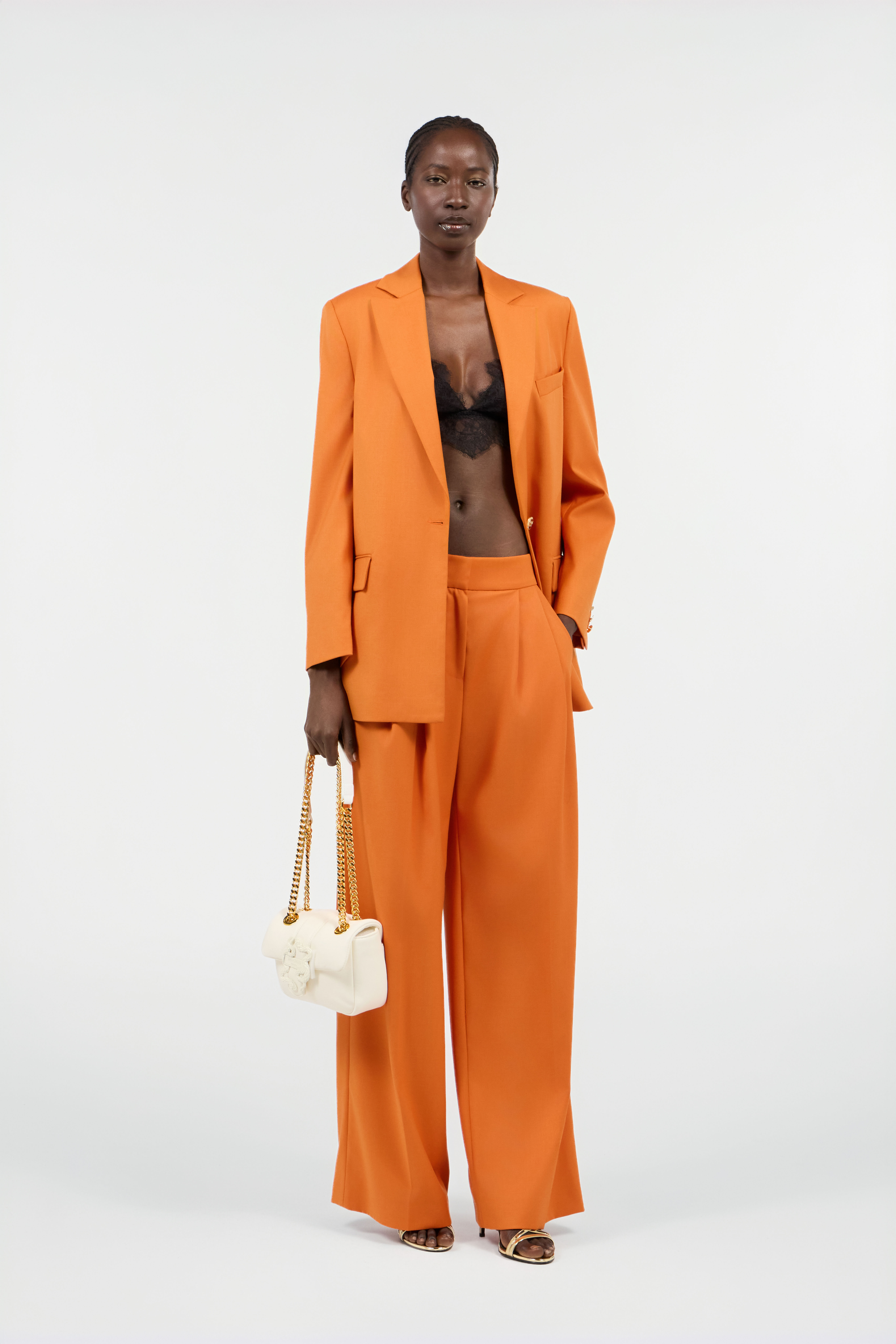 Orange Wide-Leg Trousers With Cut-Out in ARANCIO for Women