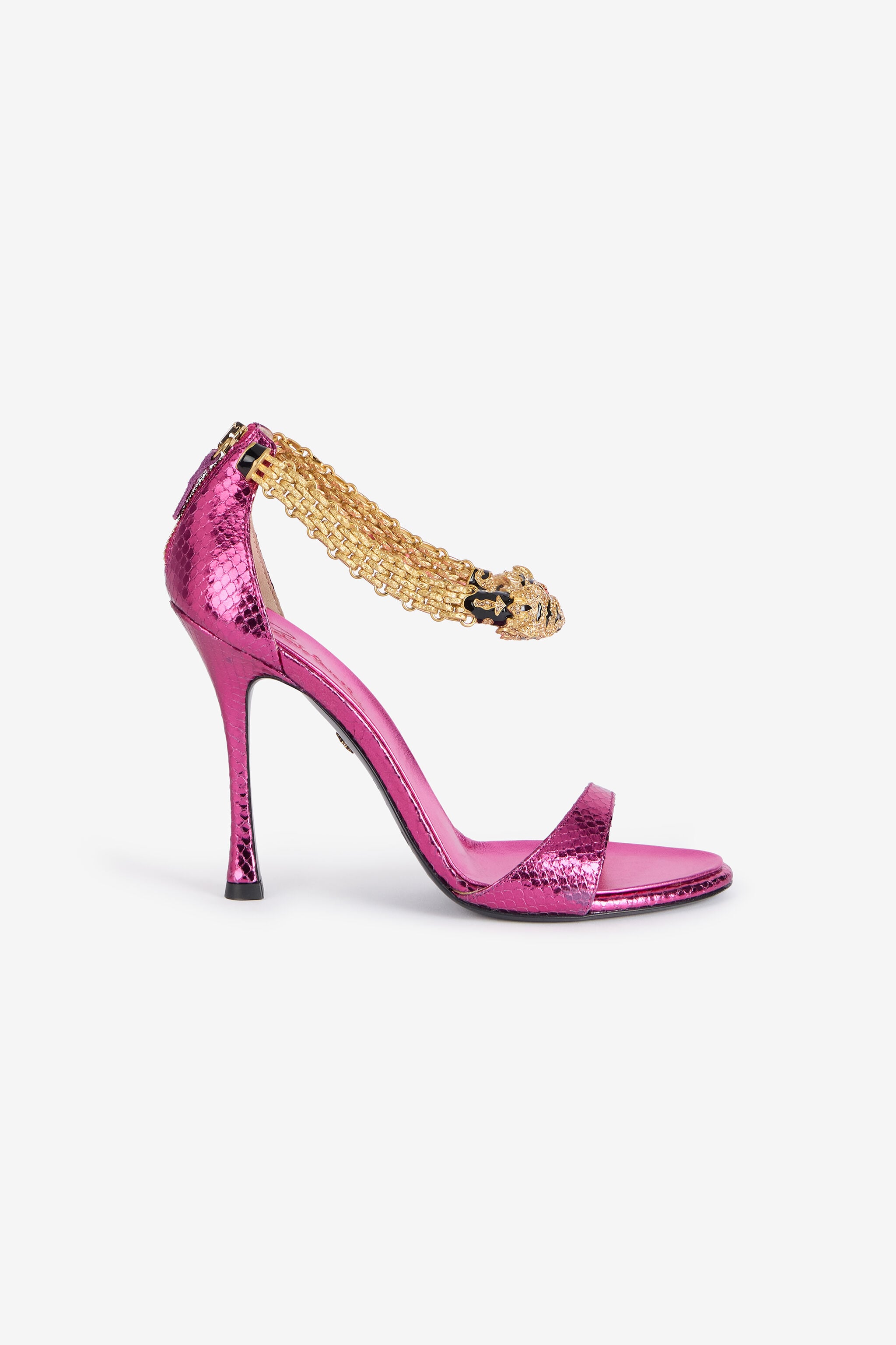 RC Metallic-Sandalen mit Absatz und Tigern RC Metallic-Sandalen mit Absatz und Tigern Fuchsia UKS030-PZ579
