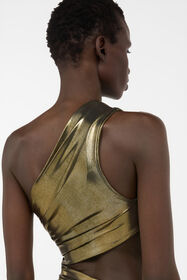 RC One-Shoulder Gold Dress with Cut-Out Detail GOLD WWT106-JE032