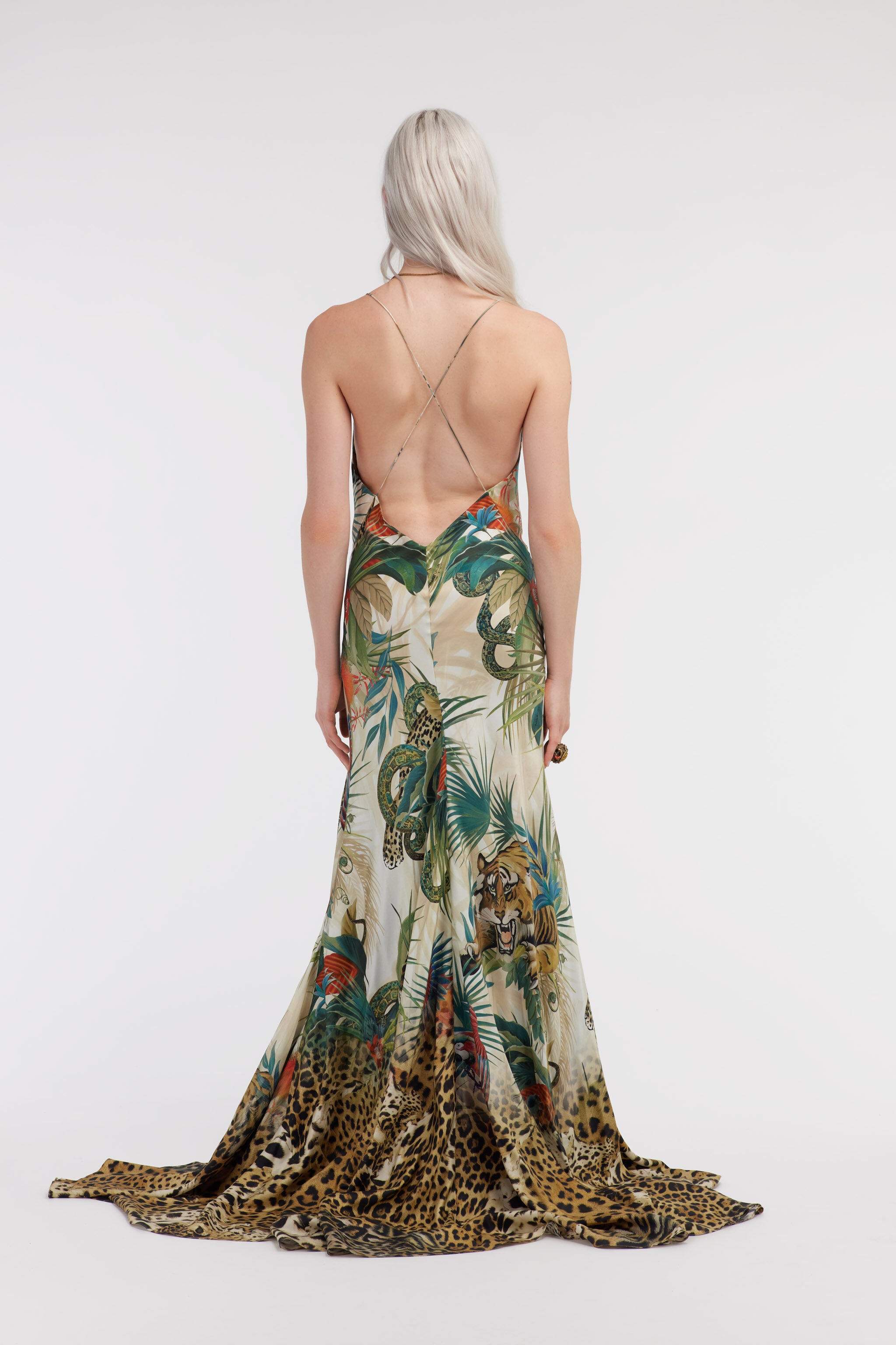 RC Jungle Print Silk Maxi Dress RC Jungle Print Silk Maxi Dress Green SKT162-4QI88