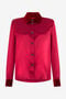 RC Chemise Rouge Foncé En Soie Avec Empiècements En Velours RC Chemise Rouge Foncé En Soie Avec Empiècements En Velours Rouge VWT700-SE041
