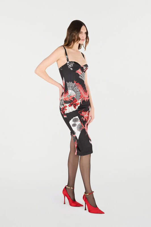 RC Midi Dress With Dragon RC Midi Dress With Dragon Black/Red VQT149-JMP75