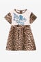 JU RC Monogram And Leopard-Print Dress JU RC Monogram And Leopard-Print Dress Light brown RJT101-JD001